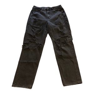 American Eagle Black Rinse Extra Ripped Distressed Jeans Size 6